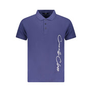Blue Cotton Men Polo Shirt